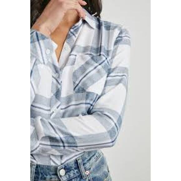 Rails Hunter Shirt White Indigo Melange Classic Plaid Button Up SZ Small - Picture 1 of 8